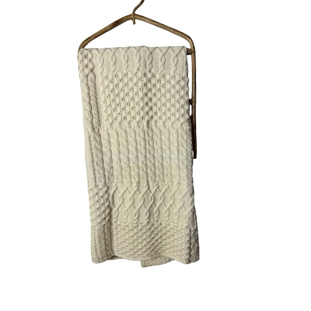Blarney Aran Blanket Throw patchwork natural size 62.5"x40" new